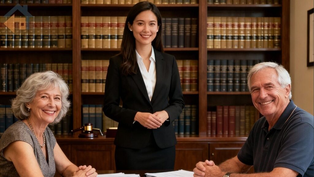 Senior Divorce Liquidity solution: an elderly person receives cash from home equity during a divorce settlement.