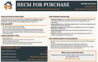 HECM for Purchase Quick Reference Card